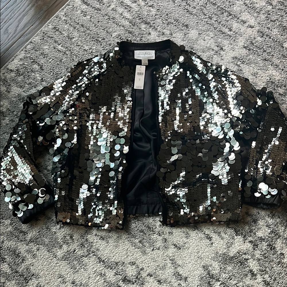 Sequin Jacket in Black and Silver